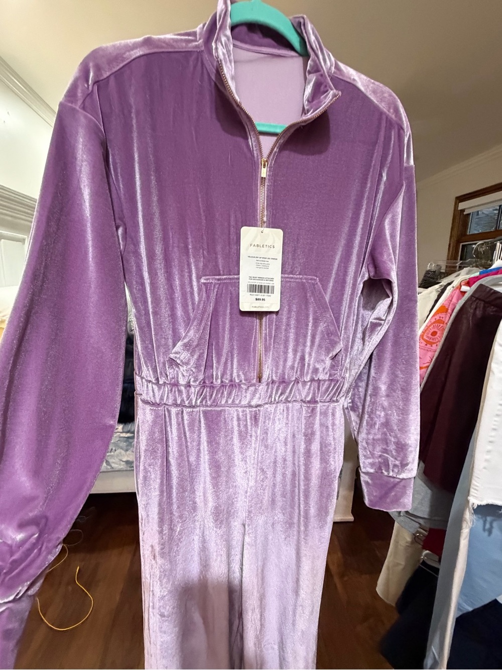 Fabletics Womans Shimmery Velvet One-Piece in Lilac